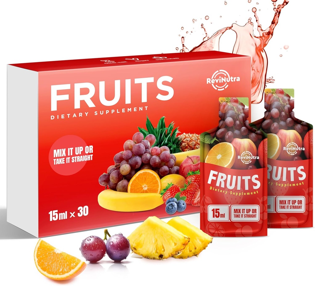 Super Fruit Liquid Juice - 30 Pouches Superfoods Früchte Supplement für Frauen, Männer und Kinder - Unterstützung Energie, Immunität, Verdauung & Stoffwechsel - Vegan, 30 Tage Versorgung