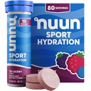 Tablettes électrolytiques Nuun Sport avec Magnésium, Calcium, Potassium, Chlorure et Sodium, Sans gluten et Vegan, Tri-Berry, 8 Pack (80 portions Total)