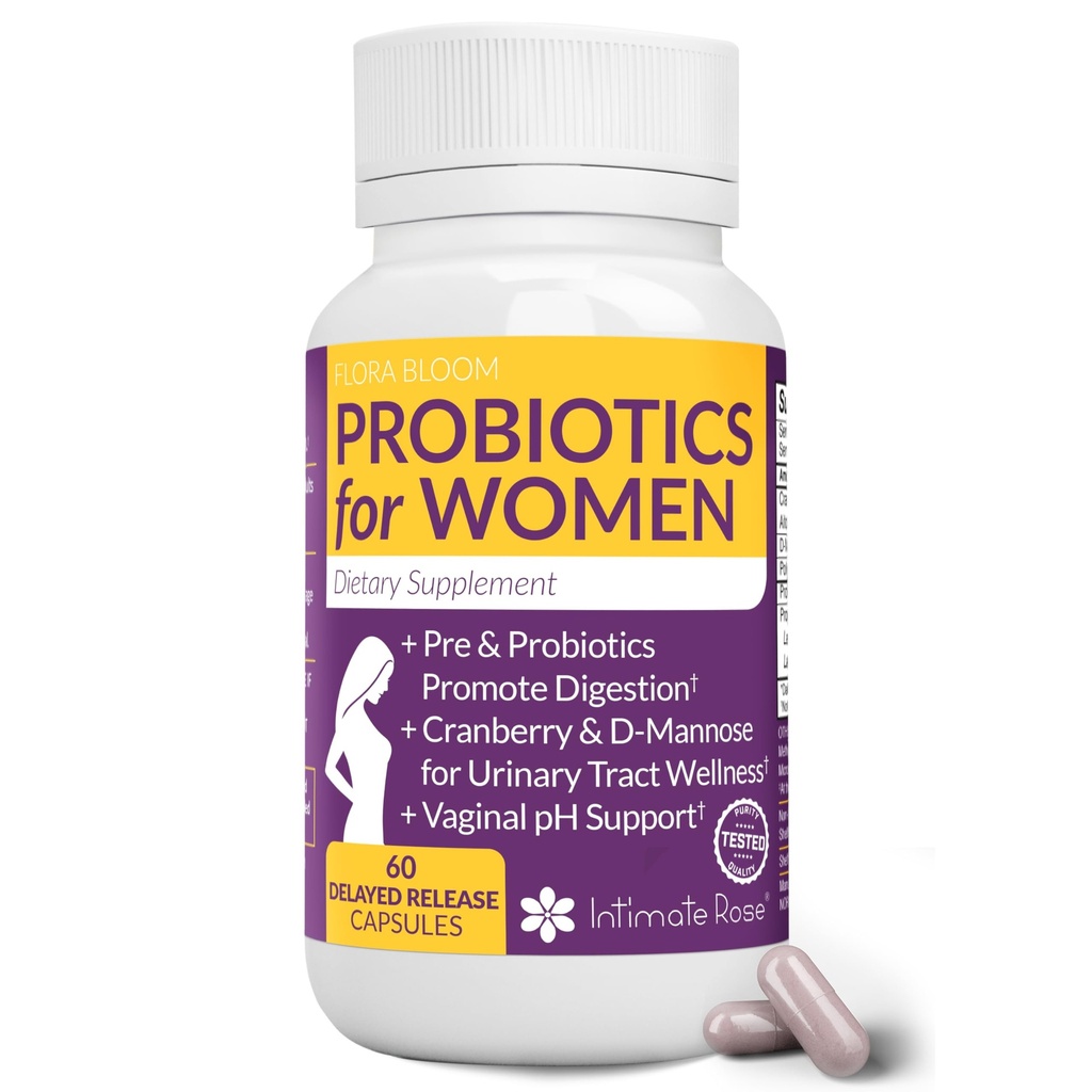 Vaginale Probiotika für Frauen - w/Added Cranberry, D-mannose zu fördern Urinary Tract, Bladder, Gut & Vaginal Health - pH Balance für Frauen - Support UTI, BV, YI - 60 Vegan Capsules