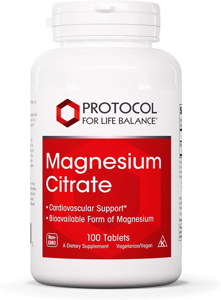 PROTOKOLL FÜR LIFE BALANCE Magnesium Citrat 400mg - Unterstützung Herzgesundheit & Knochenbildung - Bioverfügbare Nahrungsergänzung - Vegan, Kosher & Halal - 100 Tabs