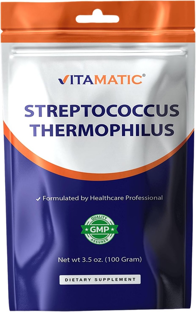 Vitamatic Streptococcus Thermophilus Probiotic Powder - Digestive Health Support - 100 Gram (3.5 OZ) - 100 Serve