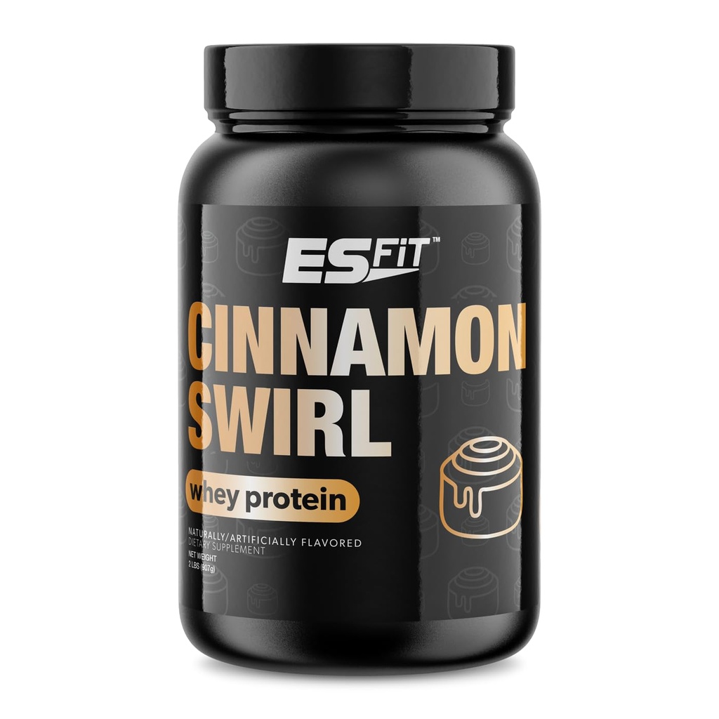 Polvere di proteine del siero di latte - Isolato di proteine del siero post-allenamento per il recupero del muscolo, non OGM, Gusto superiore, BCAA, Testato e certificato, Cinnamon Swirl, 2 Pounds