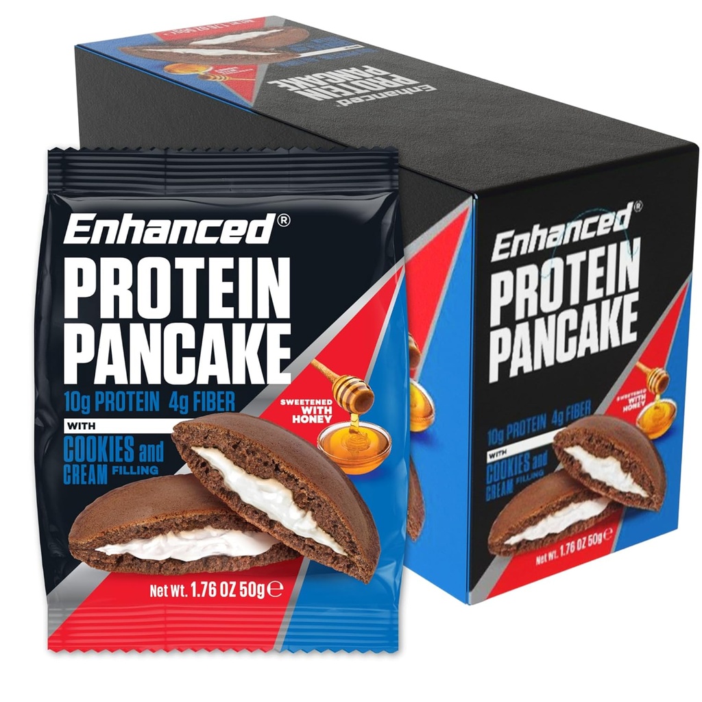 Enhanced Labs Protein Pancakes To Go - Cookies & Cream (Pack von 10) - Low Carb, Low Sugar, Low Calorie, High Protein, Keto-Friendly - Bereit zum Essen Snack