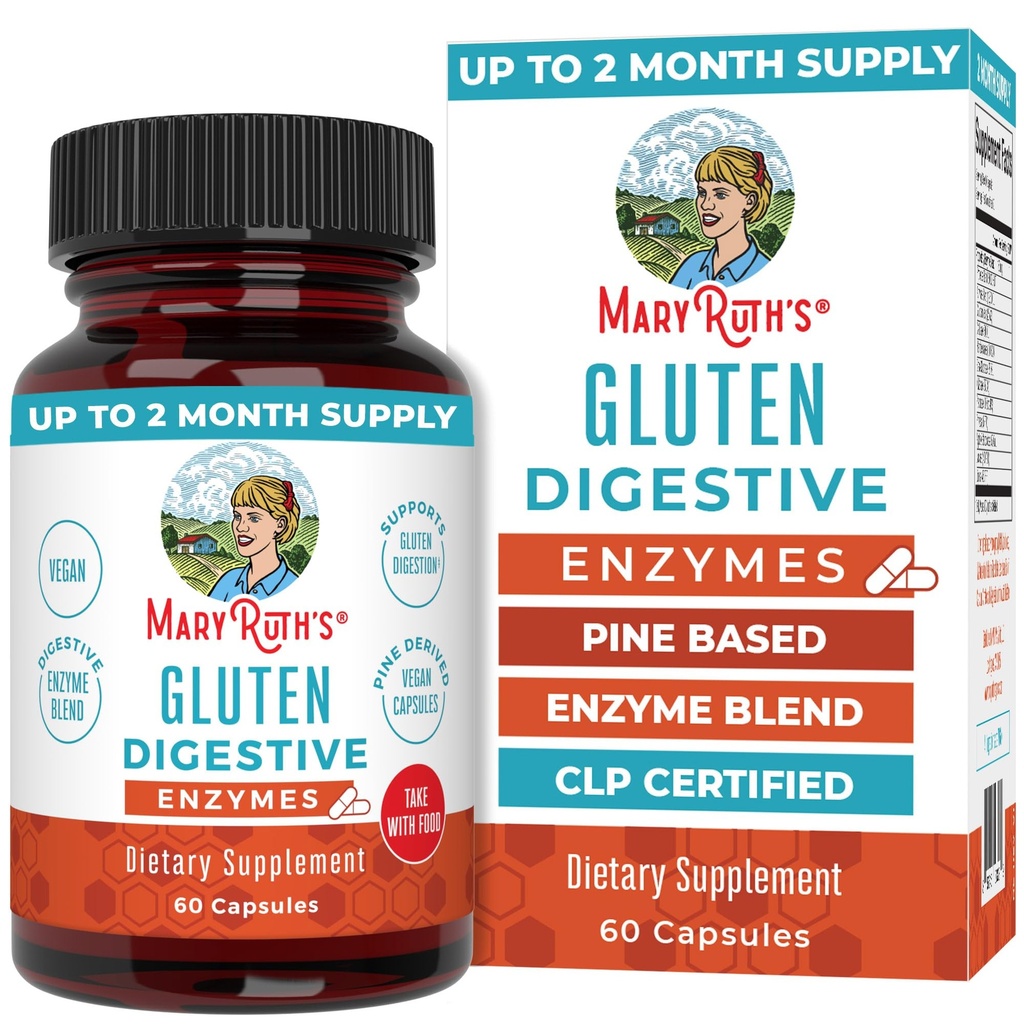 MaryRuth Organics Gluten Enzyme Kapseln | Enzymergänzung für Gut Gesundheit Unterstützung | Gluten Verdauung | & Nährstoffabsorption | Vegan | Glutenfrei | 60 Zähler