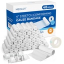 LotFancy Gauze Rollen, 48 Zähler, 4 Zoll x 4.1 Yards, gerollt Gauze Wrap, Conforming Stretch Bandage für Wunds Care, medizinische Versorgung für Erste Hilfe