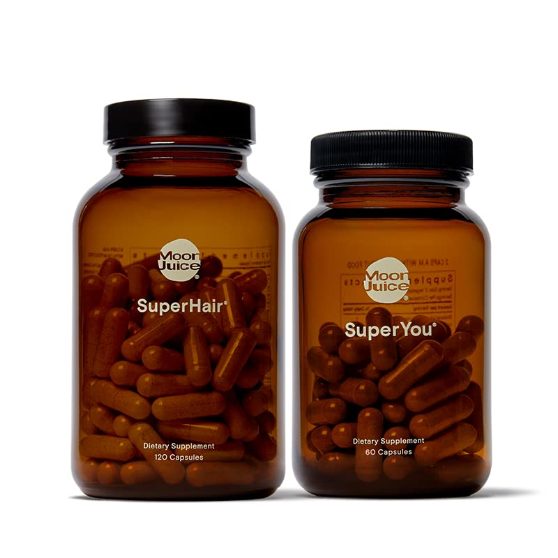 Jus de lune 1 SuperYou & 1 SuperHair-Supplément Adaptogène SuperYou pour le supplément multivitamine de calme et SuperHair pour les cheveux plus sains et plus épais