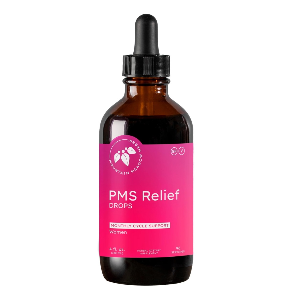 Mountain Meadow Herbs PMS Relief Drops.com Supplément à base de plantes liquides pour la période menstruelle Décomfort.