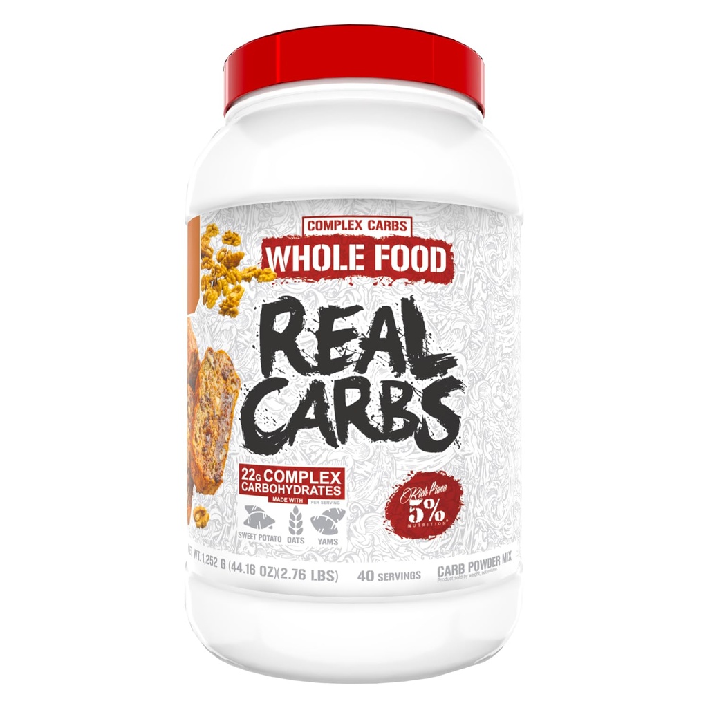 5 % de nourriture Riche en glucides Piana avec de vraies poudres de glucides complexes alimentaires, une énergie glycémique basse longue durée pour la récupération avant ou après l'entraînement, 2,7 Lb, 40 portions (pain de noix de banane)