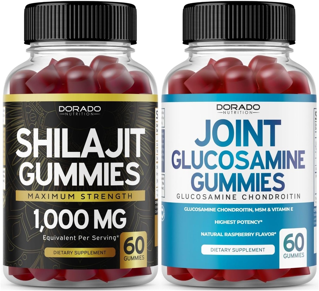 DORADO NUTRITION Shilajit Gummie für Männer und Frauen (60 Gummi) und Glucosamine Chondroitin (60 Count)