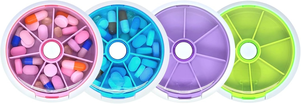Pill Organizer Reise Pille Fall für Geldbörse Portable Pille Box Runde Wöchentlich Pille Behälter für Vitamin Fisch Öl Pillen Ergänzungen (4PCS)