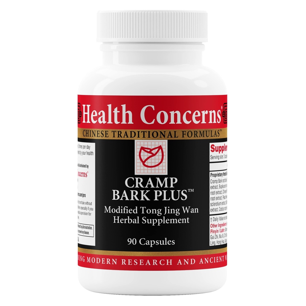 Preoccupazioni per la salute Cramp Bark Plus – Rilievo ceppo mestruale & equilibrio ormonale – Supporto per la circolazione – Dong Quai, Cohosh nero, Bupleurum & erbe cinesi – Supplemento erbe per le donne – 90 capsule