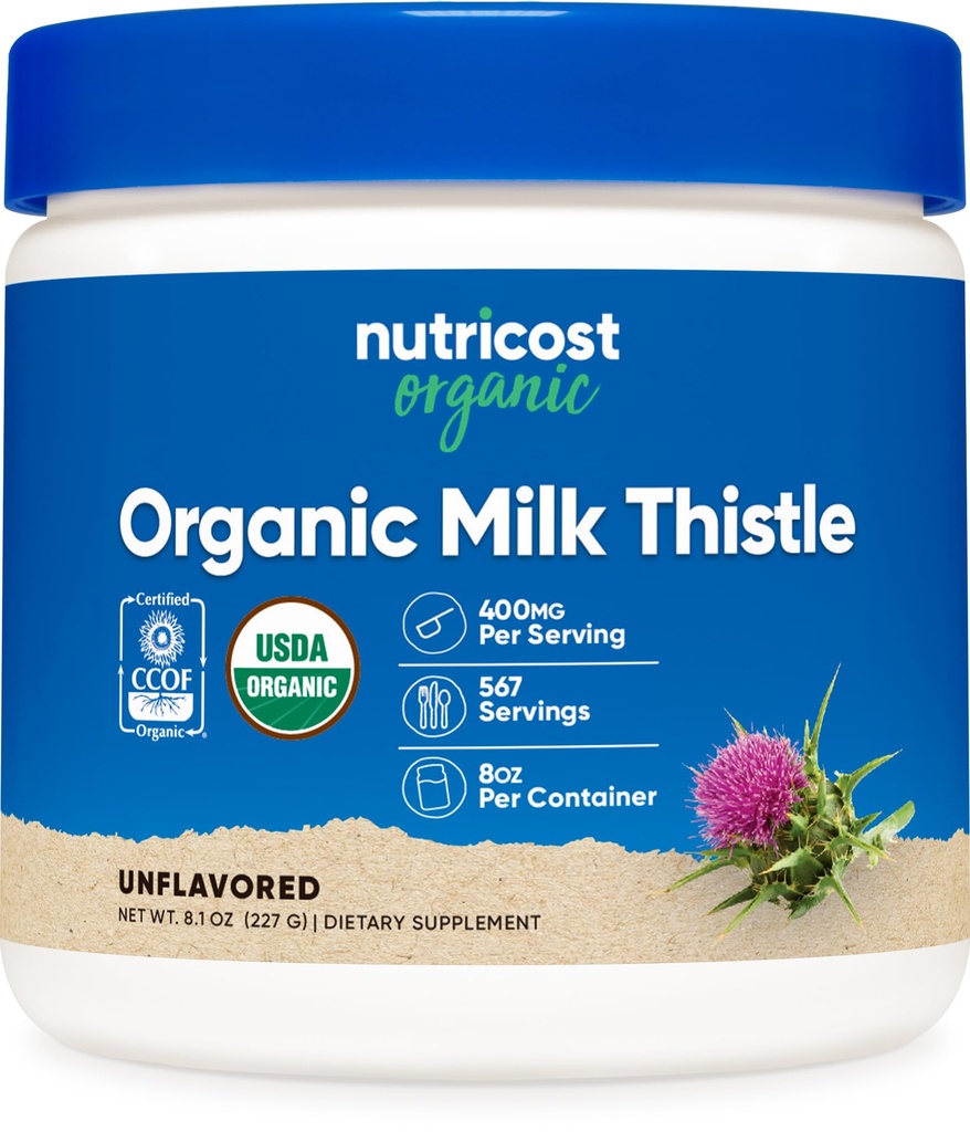 Nutricost Organic Milk Thistle (Silybum Marianum) 8 Unze pro Container (Unflavored) - Non-GMO, Gluten-Free