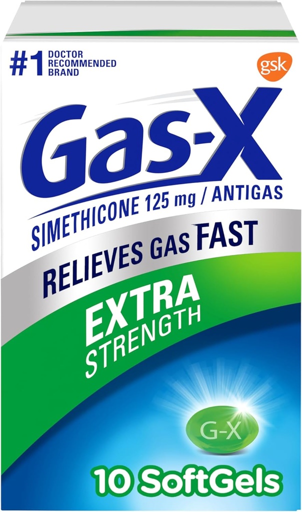 Gas-X Extra Strength Gas Relief Softgel mit Simethicone 125 mg - 10 Zähler