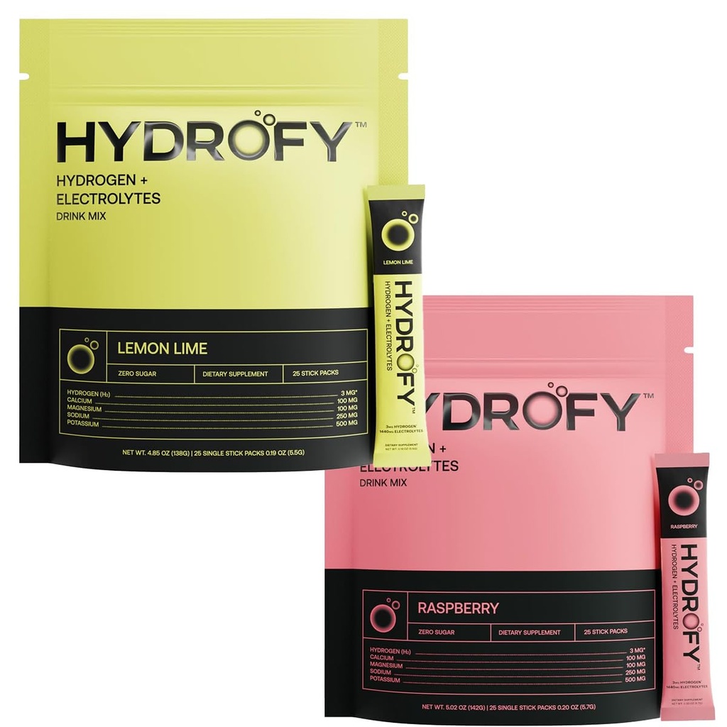 Hydrogène Eau + Electrolytes Mélange de framboises et de citron Lime Bundle 50 portions