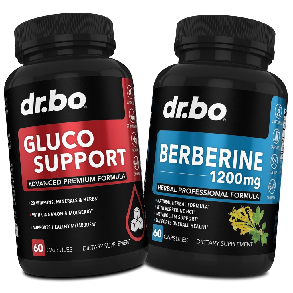 DR. BO Metabolism Support & Berberine Supplement Capsules - Boost Metabolism with Vitamine Herbal Formula - 1200mg Berberine HCL Supplément pour un soutien métabolique sain pour les femmes et les hommes