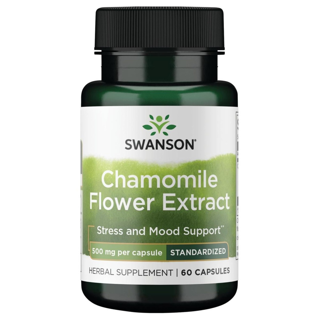 Extrait de fleur de camomille de Swanson 500 Milligrammes Standardisé à 1,2 % Apigenin 6 mg par Capsule 60 Capsules