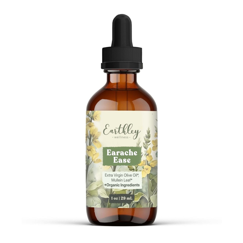 Earthley Wellness Earache Ease, Certified Organic Ingredients, Mullein Leaf und Olivenöl, Packaging May Vary (1 oz)