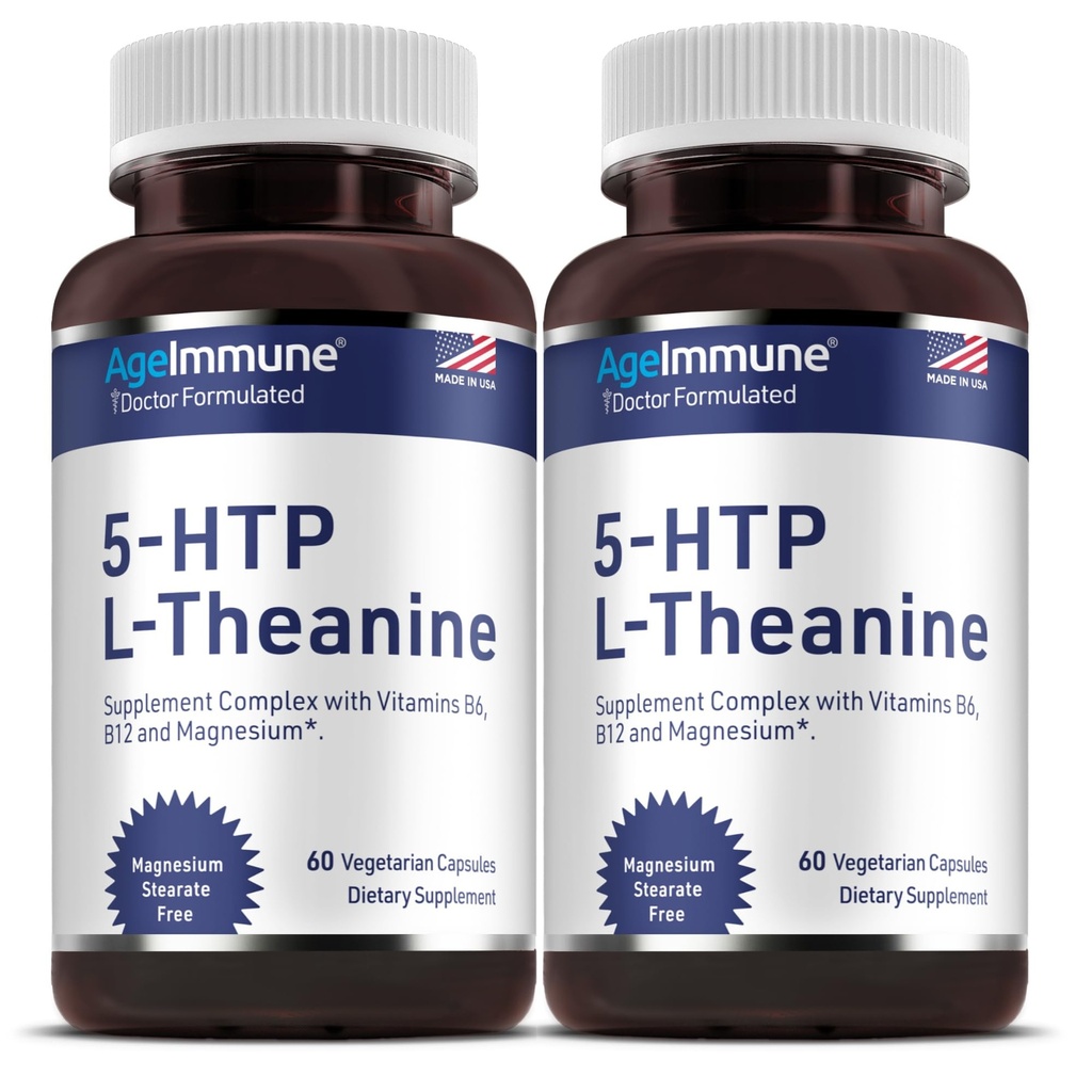 Formule 5-HTP pour soulager le stress et soutenir la relaxation pour les adolescents et les adultes avec 5-HTP, L-Theanine, Vitamine B6, Vitamine B12, Magnésium - Doctor Formulé - Magnésium Stearate Free - 60 capsules.