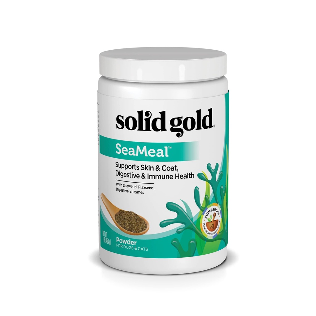 Poudre multivitamines de chat et de chien en or massif - Poudre de Kelp, Omega 3 et vitamines pour la santé dentaire, digestif, immunitaire, de la peau et du manteau - Multivitamines pour chiens et chats - Supplément additif alimentaire de chat et de chien - 1lb
