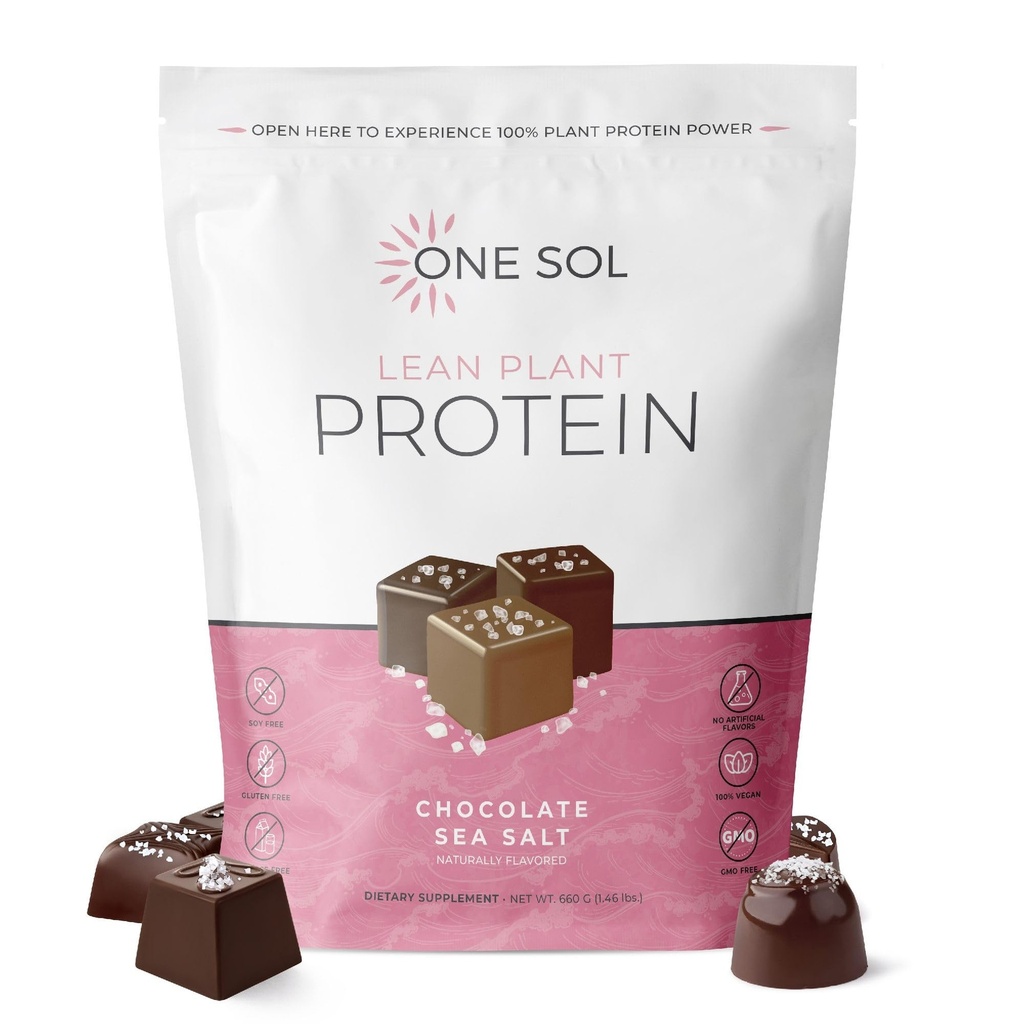 Ein Sol Lean Pflanzenbasiertes Proteinpulver, Pea & Brown Rice Protein, Low Carb, Vegan Friendly - Gluten, Lactose, & Soy Free - Ohne Zusatz von Zucker, Non-GMO, Clean Nutrition, No Bloating (Chocolate Sea Salt)