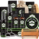 Bart-Kit für Männer mit Bart Wash, Bart Conditioner, Bartöl, Bart Balm, Brush, Comb, Schere, Aufbewahrungstasche, Geschenke für Männer Dad Husband Freund