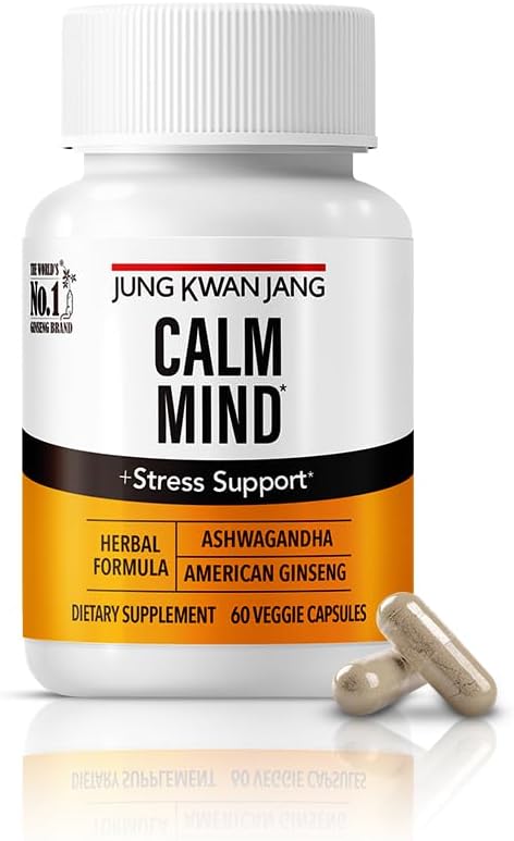 JUNG KWAN JANG Calm Formula mit Ashwagandha 300mg, American Ginseng 428mg und L theanine 204mg Supplement - 60 Kapsel für Männer und Frauen