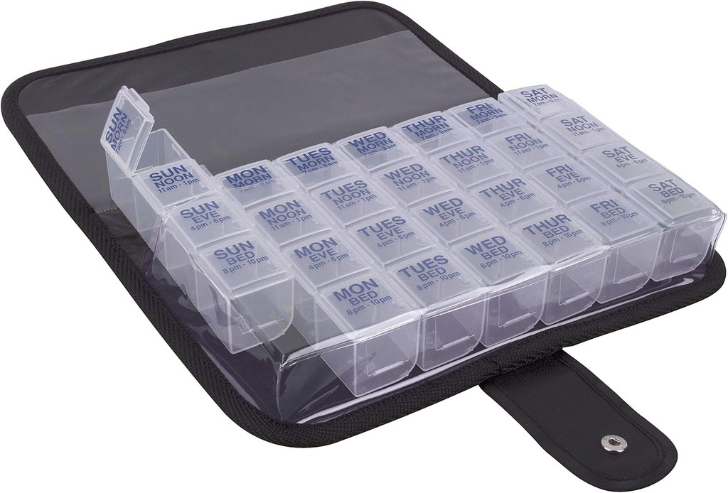 EZY DOSE Un giorno-A-Time Pill Case, Medicina Planner, Vitamin Organizer Box, Include Large Carrying Case, Viaggi Friendly, Facile da usare, Libero, BPA