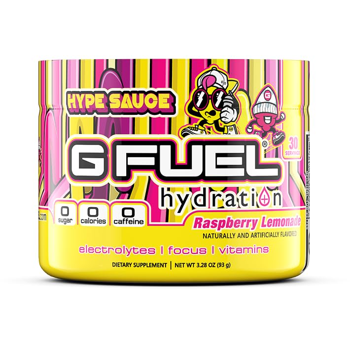 G Fuel Hype Sauce Supreme Hydration, Elektrolyt-Pulver-Mischung für Energie & Fokus, Zucker und Koffein Kostenlose Ergänzung mit essentiellen Vitaminen & Minerals, Raspberry Lemonade Flavor, 3.3 oz - 30 Portionen