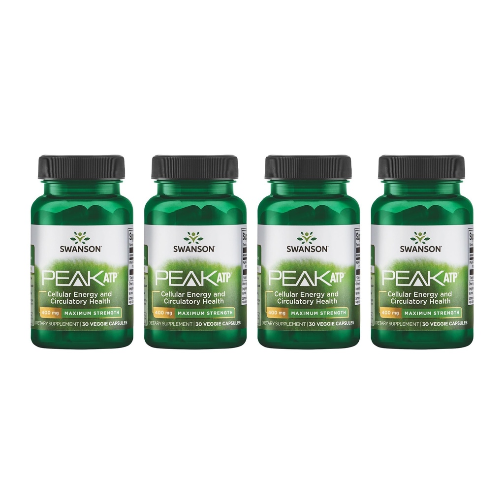 Swanson Maximum Strength Peak ATP-Natural Supplement Förderung Cellular Energy Support-Supports Physical Performance und fördert gesunde Blutfluss-Unterstützung-(30 Veggie Kapseln, 400mg Jeder) 4 Pack