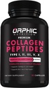 ORPHIC NUTRITION Collagen Peptide Kapseln für Frauen,1800mg Multi Collagen Pillen Typ I, II, III, V, X - unterstützt Verdauungsgesundheit Pflege starker Gelenke, Tendons, Ligaments und Muskeln* 90 Caps
