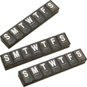 Organizzatore di pillole settimanali - (Pack of 3) Contenitore di vitamina extra grande con Jumbo Facile da leggere lettere, BPA Free - Daily Travel 7 Day Pill Box Case, (nero)