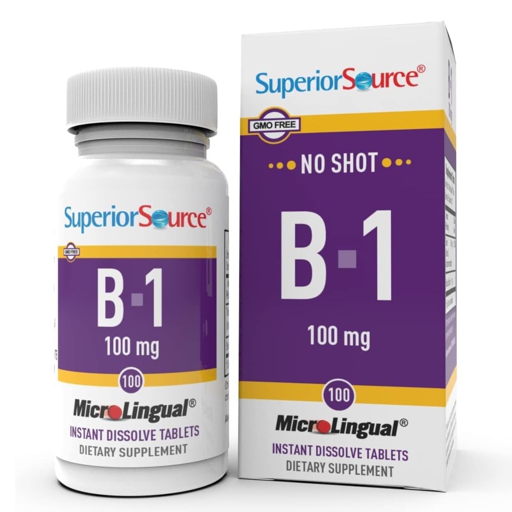 Überlegene Quelle B-1 100 mg - Vitamin B Supplement unterstützt gesunde Energie und Wachstum - Nervous & Digestive System Unterstützung Formel mit Thiamin - 100 Sublingual Dissolving Tablets