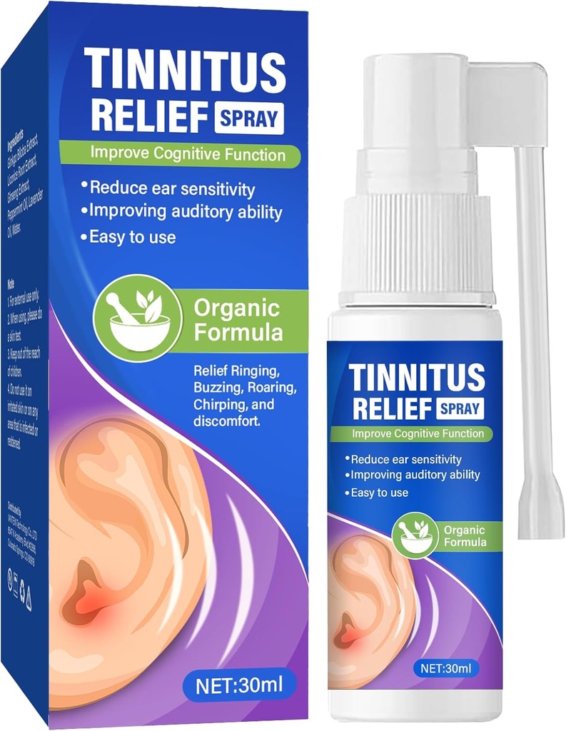Acouphène Rêliêf pour les oreilles qui sonnent, Acouphène efficace Rêliêf Spray pour le traitement de l'acouphène, Vaporisateur d'enlèvement de la cire d'oreille pour Rêliêves Acouphène, Dos d'oreille, Décomfort d'oreille, et Earache, 30 ml