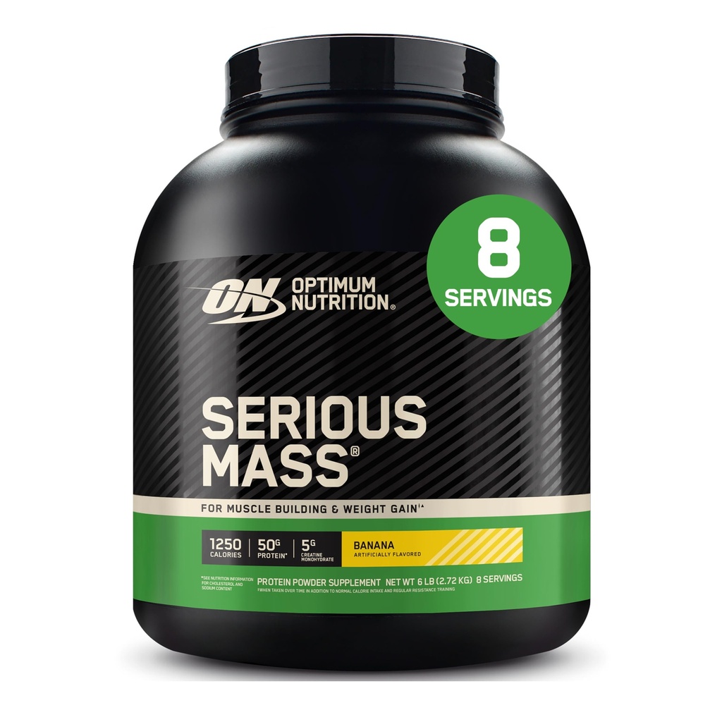 Optimum Nutrition Serious Maß, Weight Gainer Protein Powder, Masse Gainer, Vitamin C und Zink für Immununterstützung, Kreatin, Banana, 6 Pfund (Packaging May Vary)