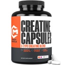 Creatina capsule, 5g Premium 3X ThreeAtine Pre Workout Bulk Muscle Mass Gainer, ad alto assorbimento Facile da prendere Creatine Monohydrate Pills Alternative Optimum Performance per le donne degli uomini, 180 capsule