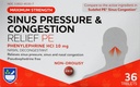 Rite Aid Sinus Pression et congestion Non-Slowsy Relief PE, 10mg - 36 Comprimés Dégonflements nasaux
