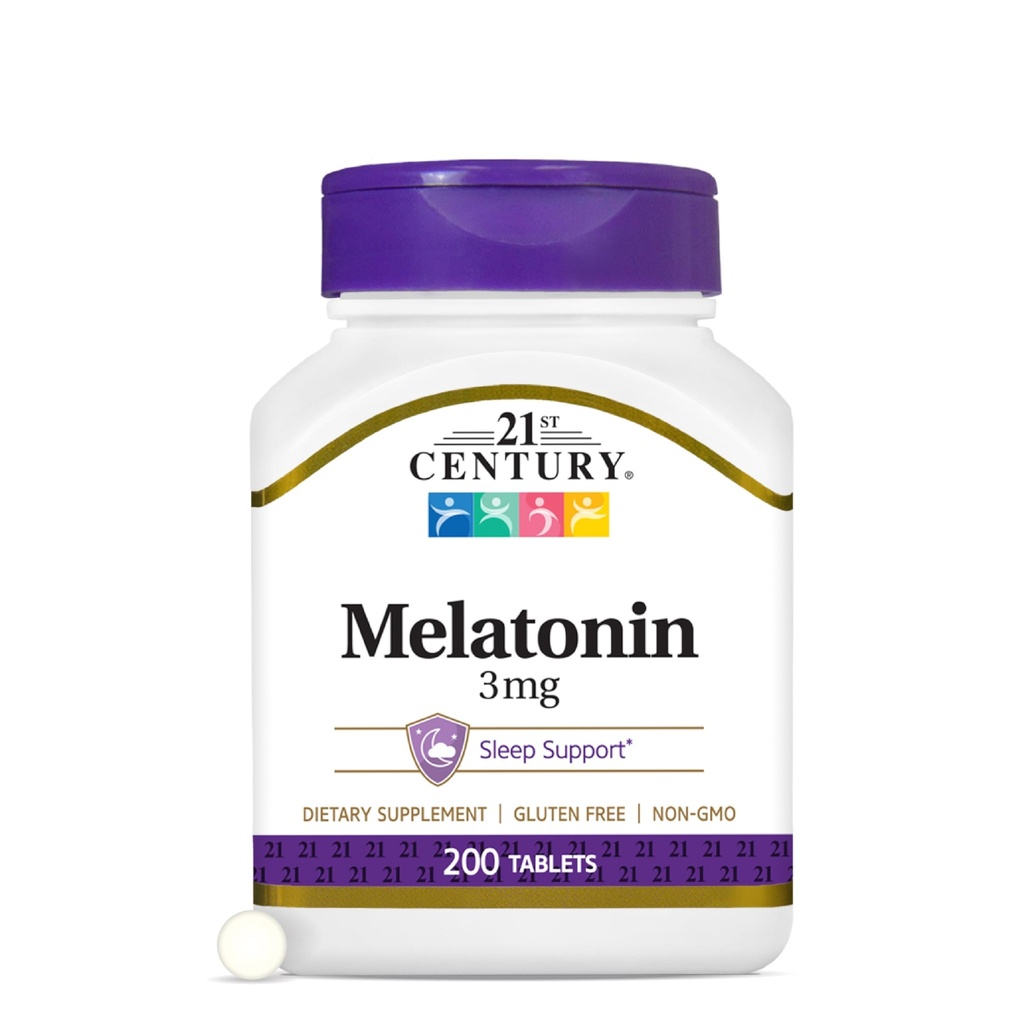 Melatonin 3mg Gentle Strength Tablets, 200 Count, Schlafhilfe für Erwachsene, fördert Erholung und Erholung Schlaf, Non-Habit Forming, Gluten-Free, Non-GMO