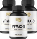 Golden After 50 VpMax-9 - Soins de vue et supplément antioxydant avec vitamines oculaires, lutéine, lycopène et extrait de baies - 3 bouteilles