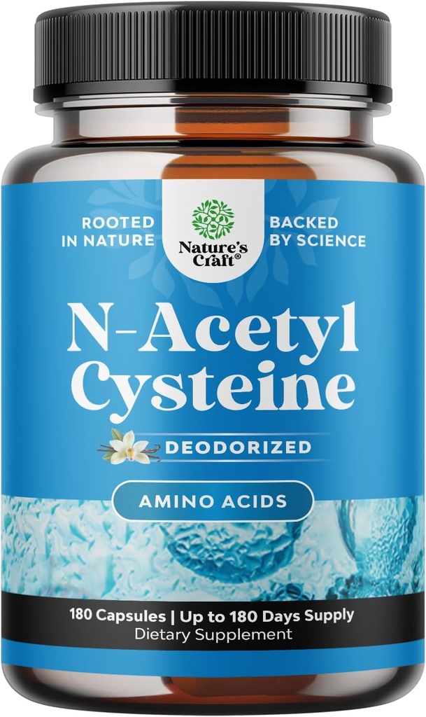 NAC Supplement N-Acetyl Cystein 600mg - Potent Vegan hohe Absorption NAC 600mg Kapseln Glutathione Precursor für Leberreiniger Detox & Repair Plus Lung Gesundheit und Immunität Unterstützung (180ct)