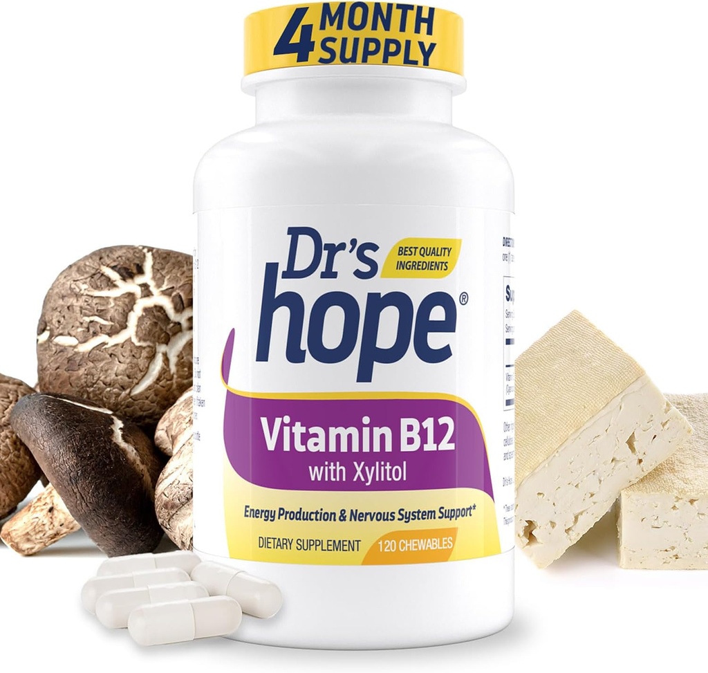 Vitamin B12 1000 Mcg, B12 Vitamine 1000 Mcg Helfen Sie, Stoffwechsel, Energieproduktion und Nervous System Unterstützung, 120 Kautabletten - 1 Tablette pro Servieren, Non-GMO & Gluten kostenlos