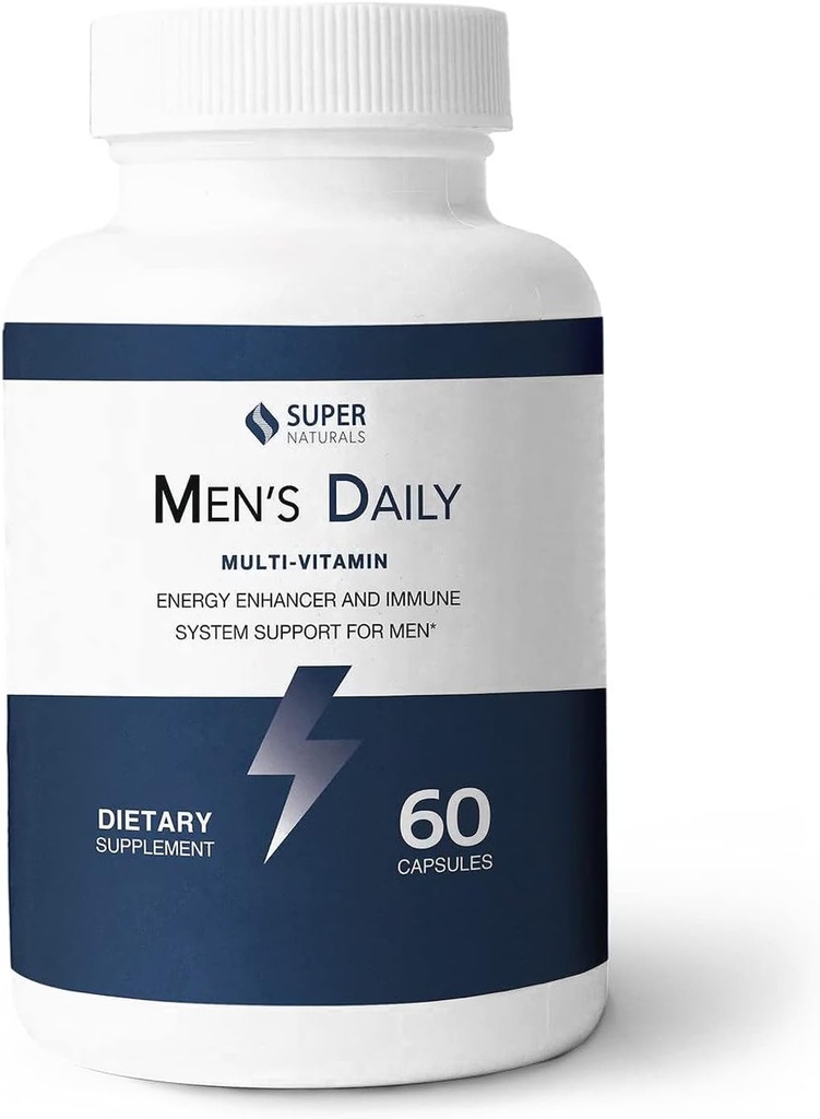 Super Naturals Men's Daily Multivitamin Energy Enhancer e supporto di sistema immunitario per gli uomini (60 capsule, 30 giorni di alimentazione)