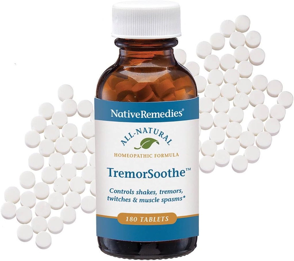 Rimedi nativi TremorSoothe - Formula omeopatica naturale a controllo temporaneo Shakes, Tremors, Spasmi muscolari e Twitches -180 compresse