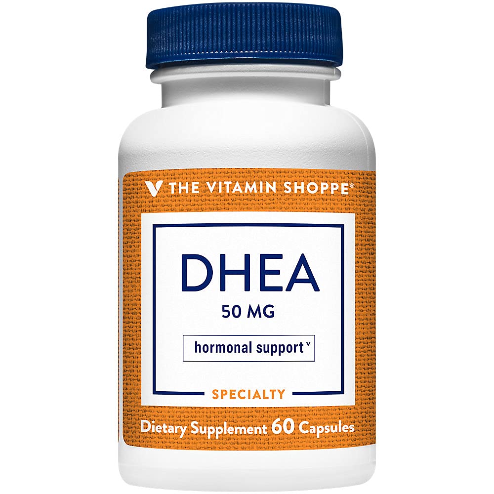 The Vitamine Shoppe DHEA 50MG, Aide au vieillissement hormonal et en santé pour les hommes et les femmes, une fois par jour (60 capsules)