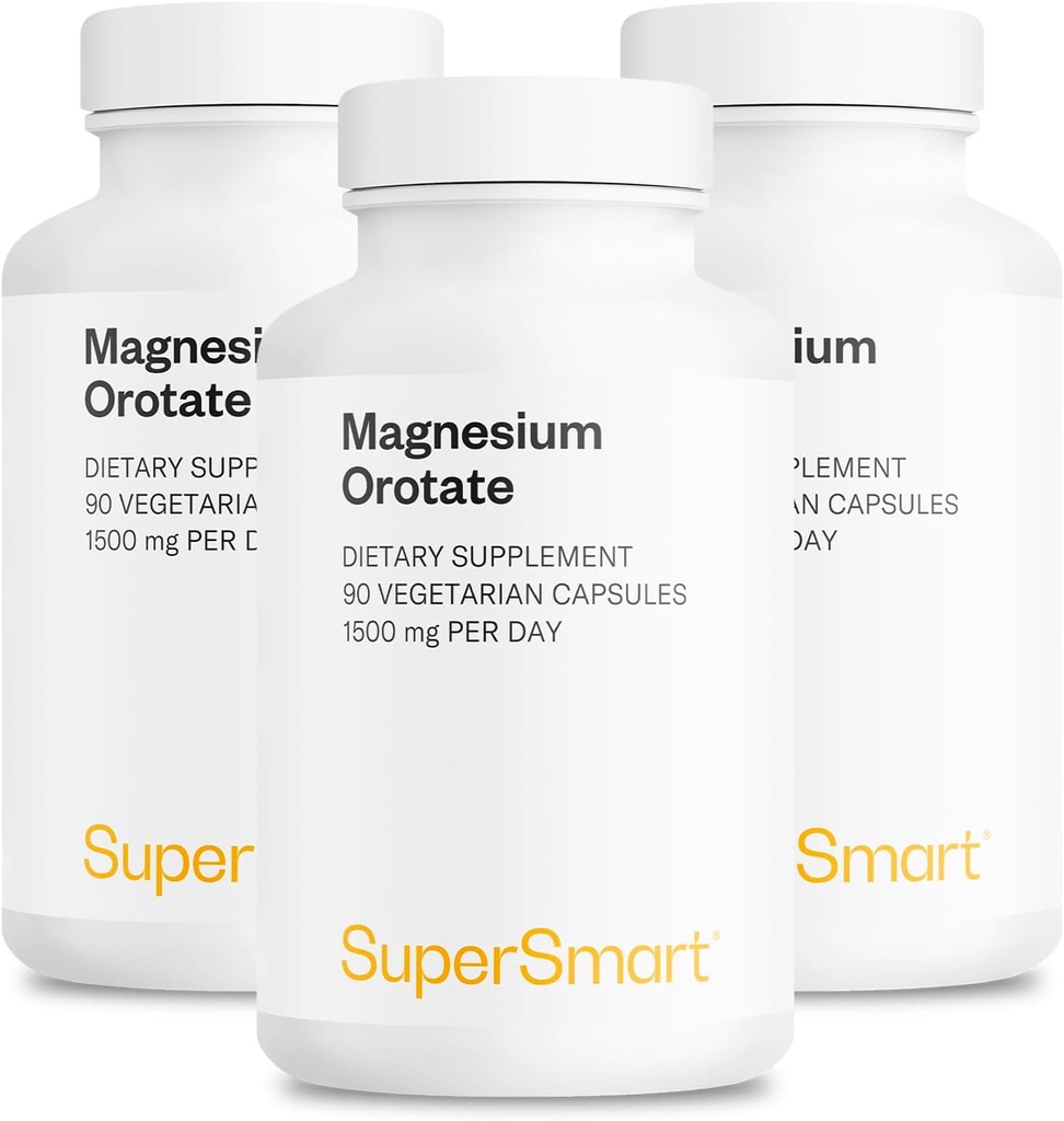 SuperSmart - Magnesium Orotate 1500mg pro Tag - High Absorption Magnesium Supplement | Non GMO & Gluten Free - 90 * 3 Vegetarische Kapseln