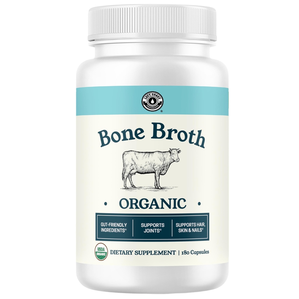 Grass-Fed Bone Broth Capsules mit Collagen aus Bio Bone Broth Powder. Collagen Supplement für Nägel, Haare, Gelenke und Verdauungsgesundheit* Unterstützung. Gut Freundliche Zutaten, 180 Kapseln