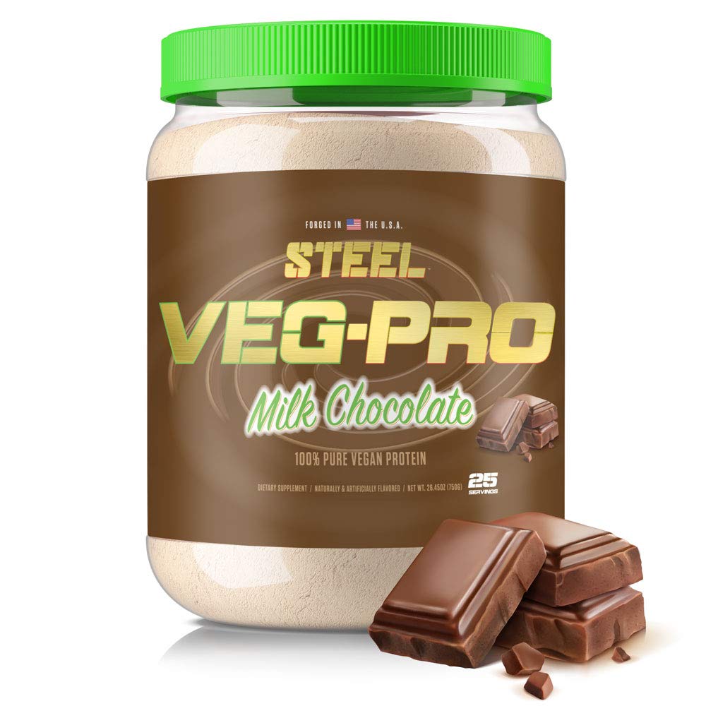 Integratori d'acciaio Veg-PRO | Vegan Protein Powder, Milk Chocolate | 25 Servings (1.65lbs) | Protein Powder with BCAA Amino Acid | Gluten Free | Non Dairy | Low Carb Formula