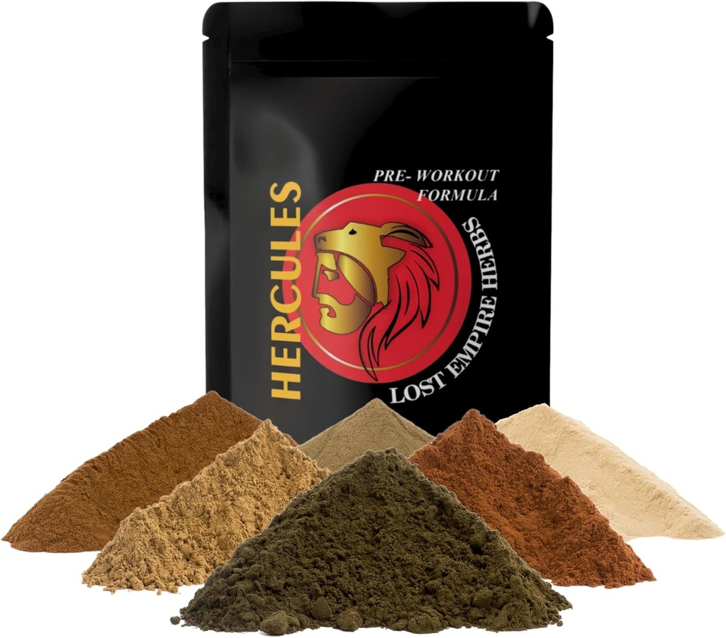 Lost Empire Herbs Hercules Pre Workout Herbal Supplement from No Additives Just Cistanche, Rhodiola, Cordyceps, Shilajit, Polyrhachis Ant & Maral Root to Boost Performance (Powder 100g)