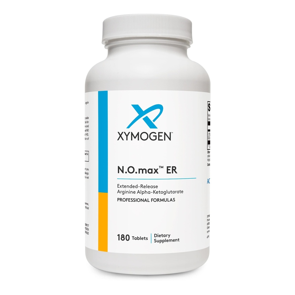 XYMOGEN N.O.max ER - Précurseur à oxyde nitrique à libération prolongée Arginine Alpha-Kétoglutarate pour soutenir la santé cardiovasculaire - Optimise la fonction musculaire + Adaptation à l'exercice (180 Caplets)