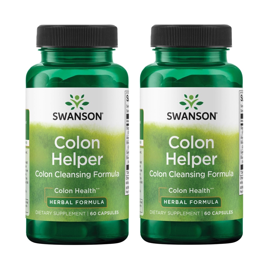 Swanson Colon Helper - Promuove la salute digestiva utilizzando Vervain, Goldenseal Root, Slippery Elm Bark & More - Integratore a base di erbe Eliminazioni sane - (60 capsule) (2 Pack)