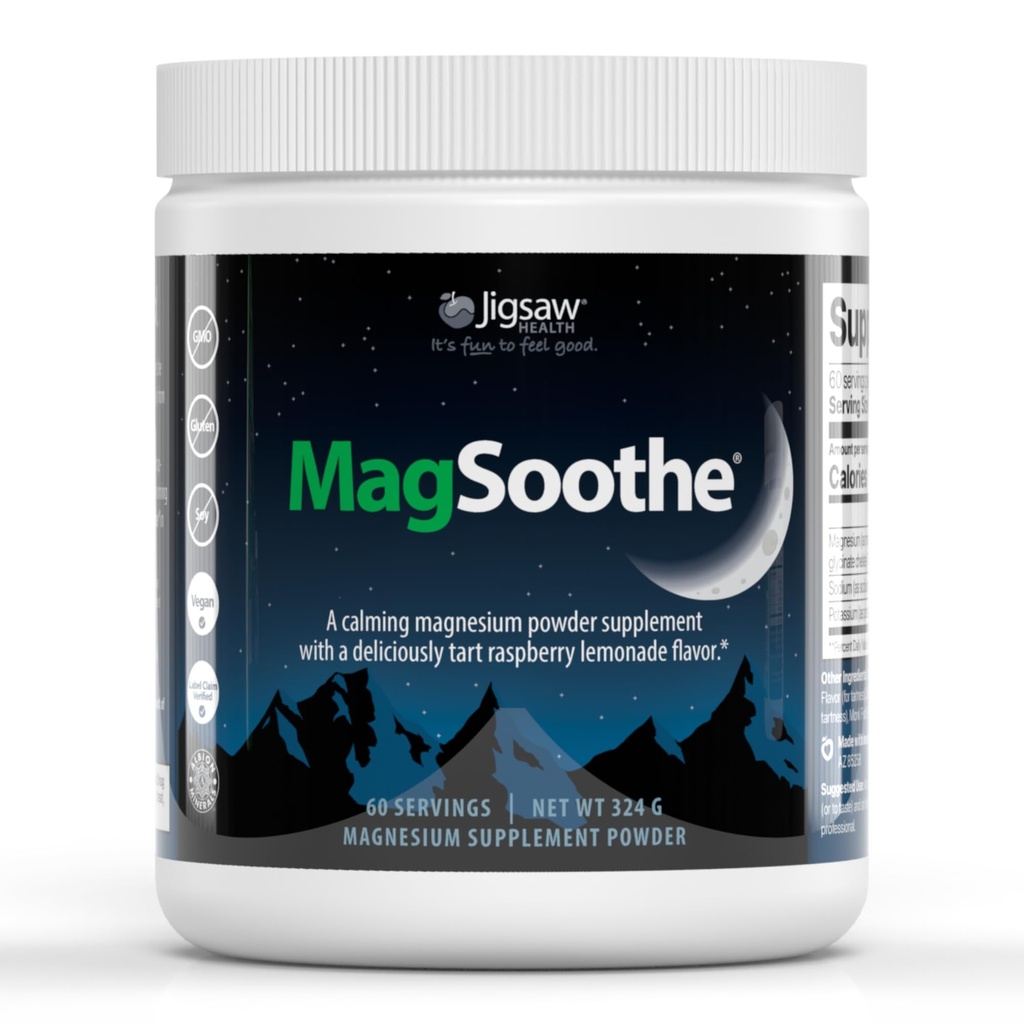 Jigsaw Health MagSoothe (Soothe) Supplément en poudre de glycinate de magnésium à action rapide et calmante.